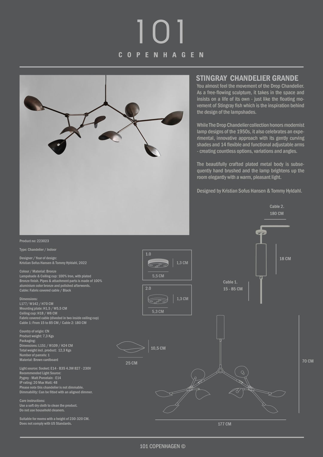 STINGRAY CHANDELIER, GRANDE I $2,995.00