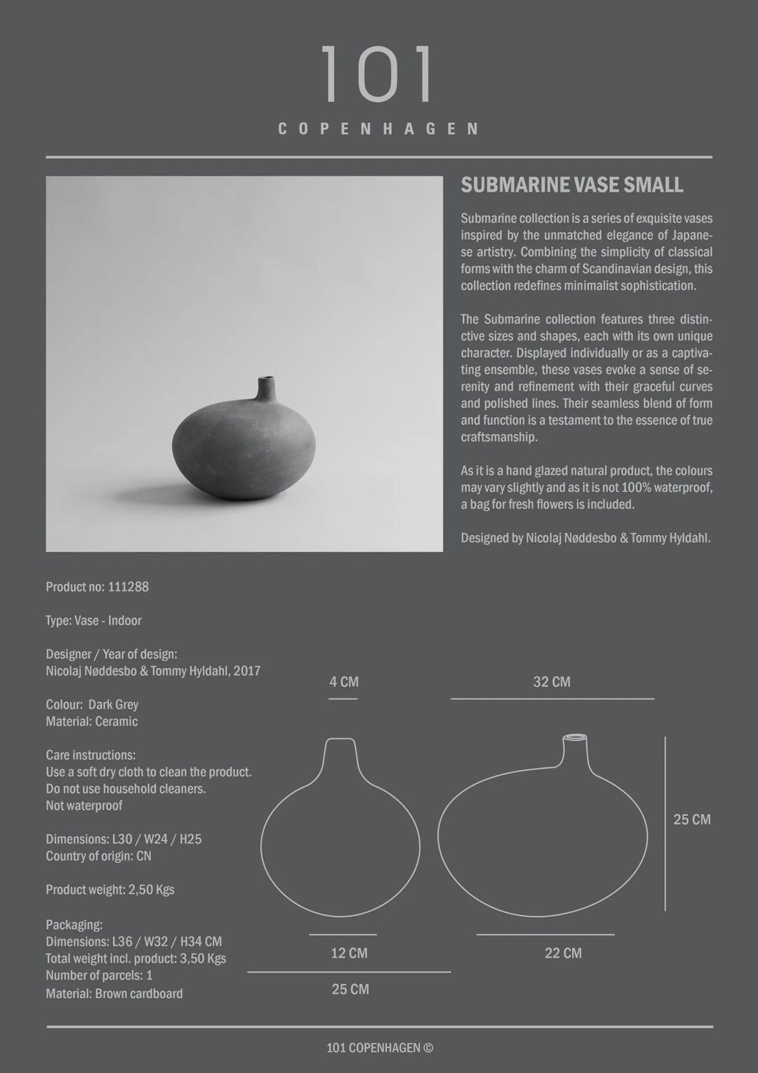 SUBMARINE VASE, SMALL l - $190.00