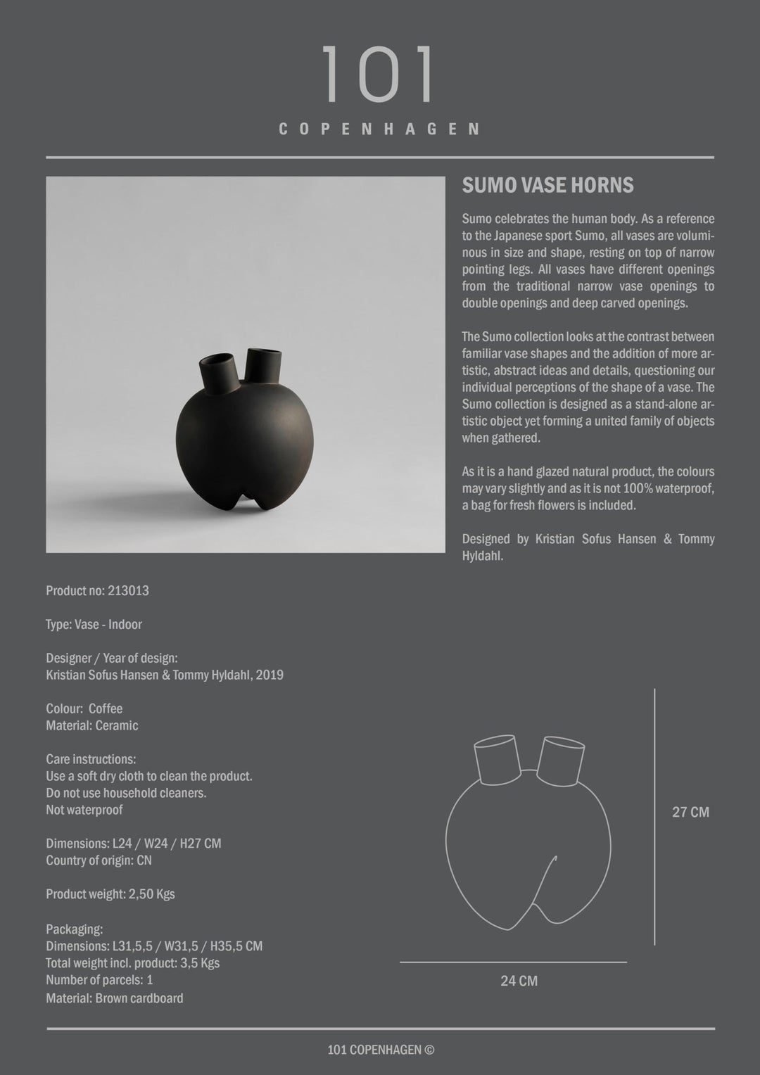SUMO VASE, HORNS I $175.00