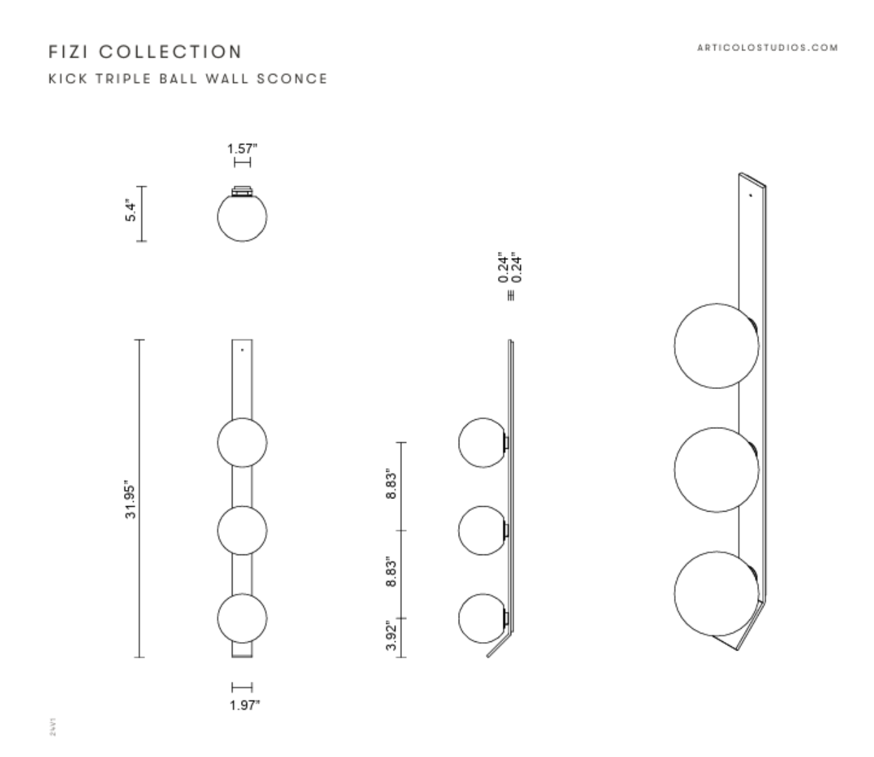 ARTICOLO I FIZI ON FLAT WALL SCONCE I TRIPLE