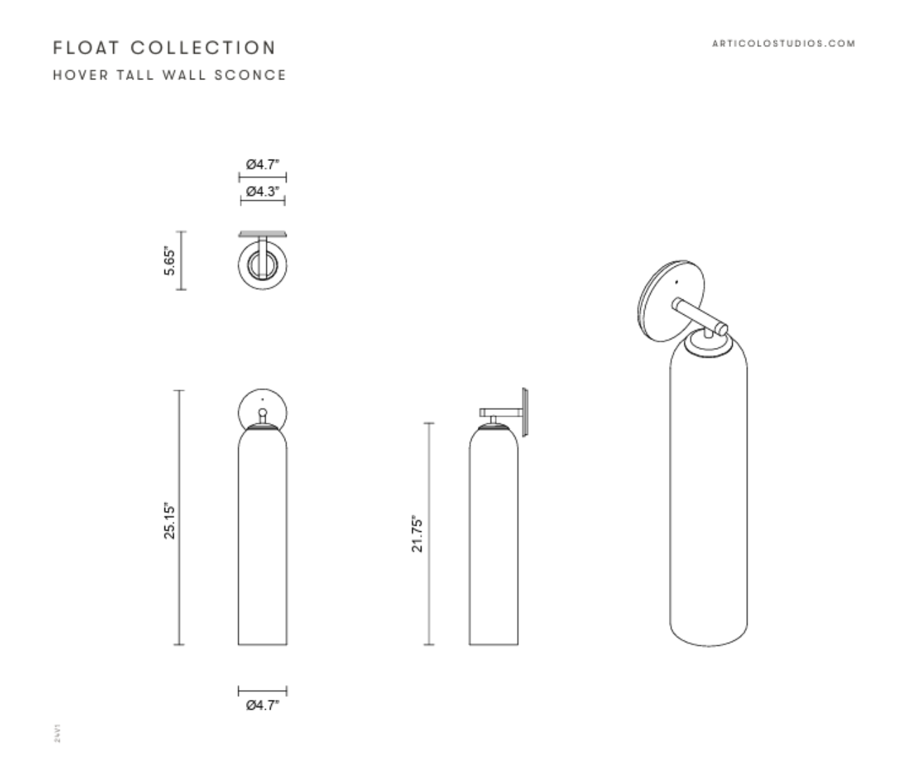 ARTICOLO I INTERIOR LIGHTING IEXTERIOR LIGHTING I FLOAT HOVER WALL SCONCE I TALL