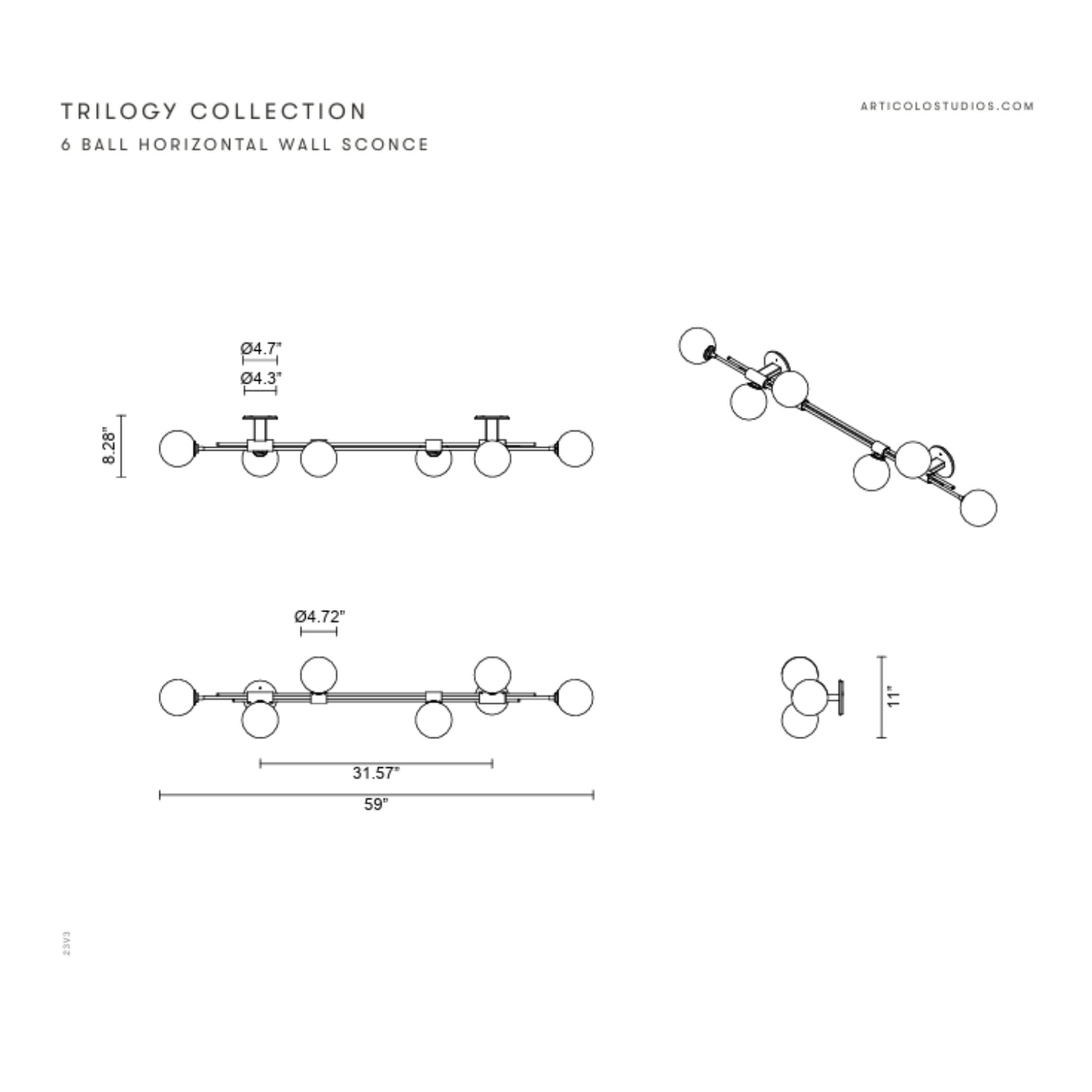 ARTICOLO I TRILOGY HORIZONTAL WALL SCONCE