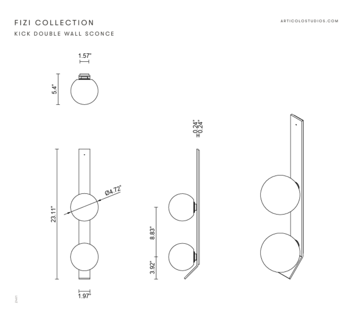 ARTICOLO I FIZI ON KICK WALL SCONCE I DOUBLE