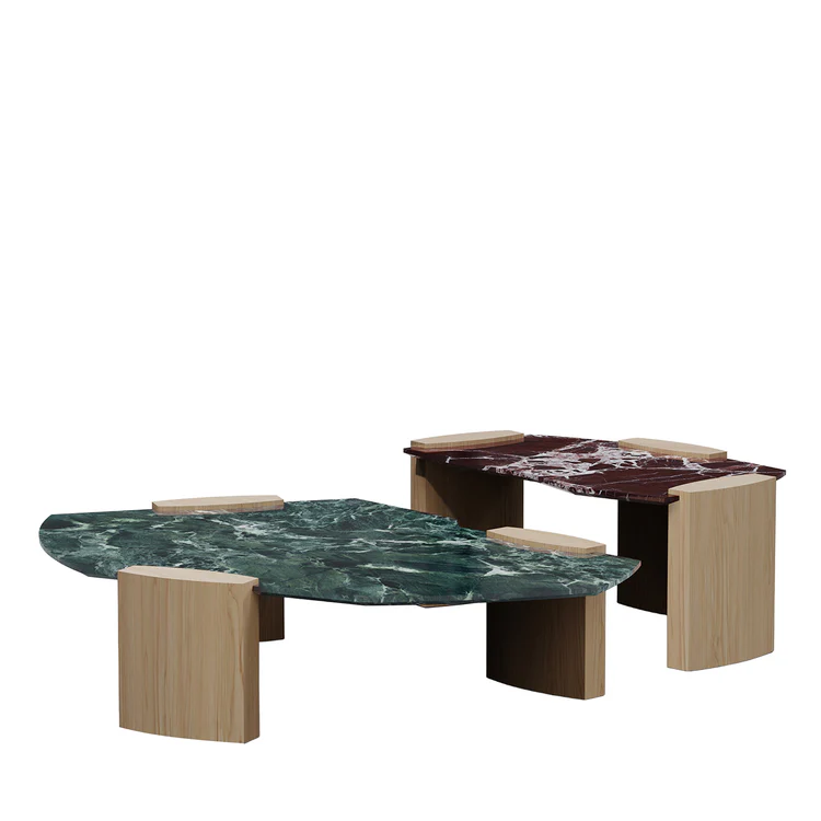 SECOLO | SET OF 2 KORA X VERDE ALPI & ROSSO LEVANTO COFFEE TABLE | $16,315