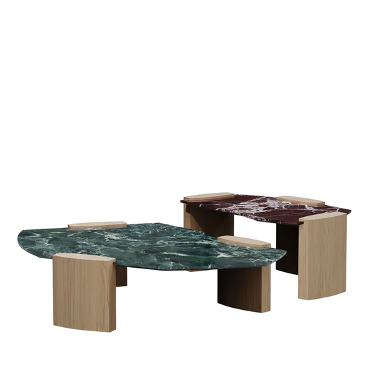 SECOLO | SET OF 2 KORA X VERDE ALPI & ROSSO LEVANTO COFFEE TABLE | $16,315