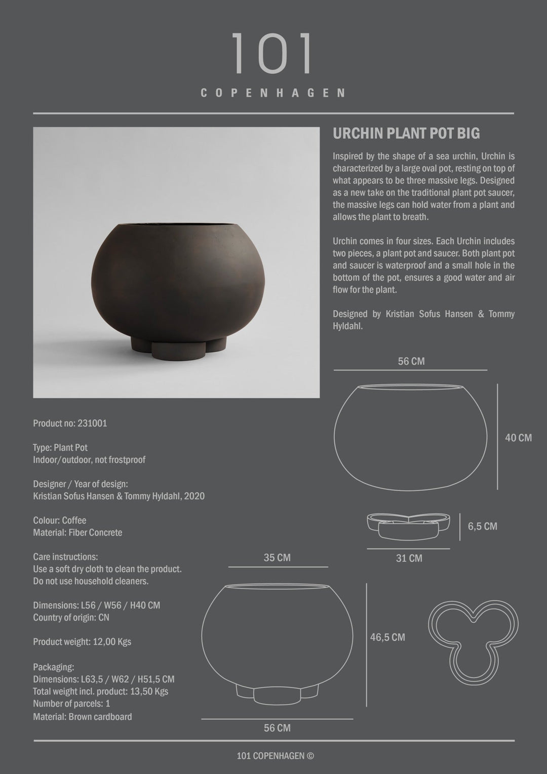 101 COPENHAGEN I URCHIN PLANT PIOT, COFFEE I $85.00 - $795.00