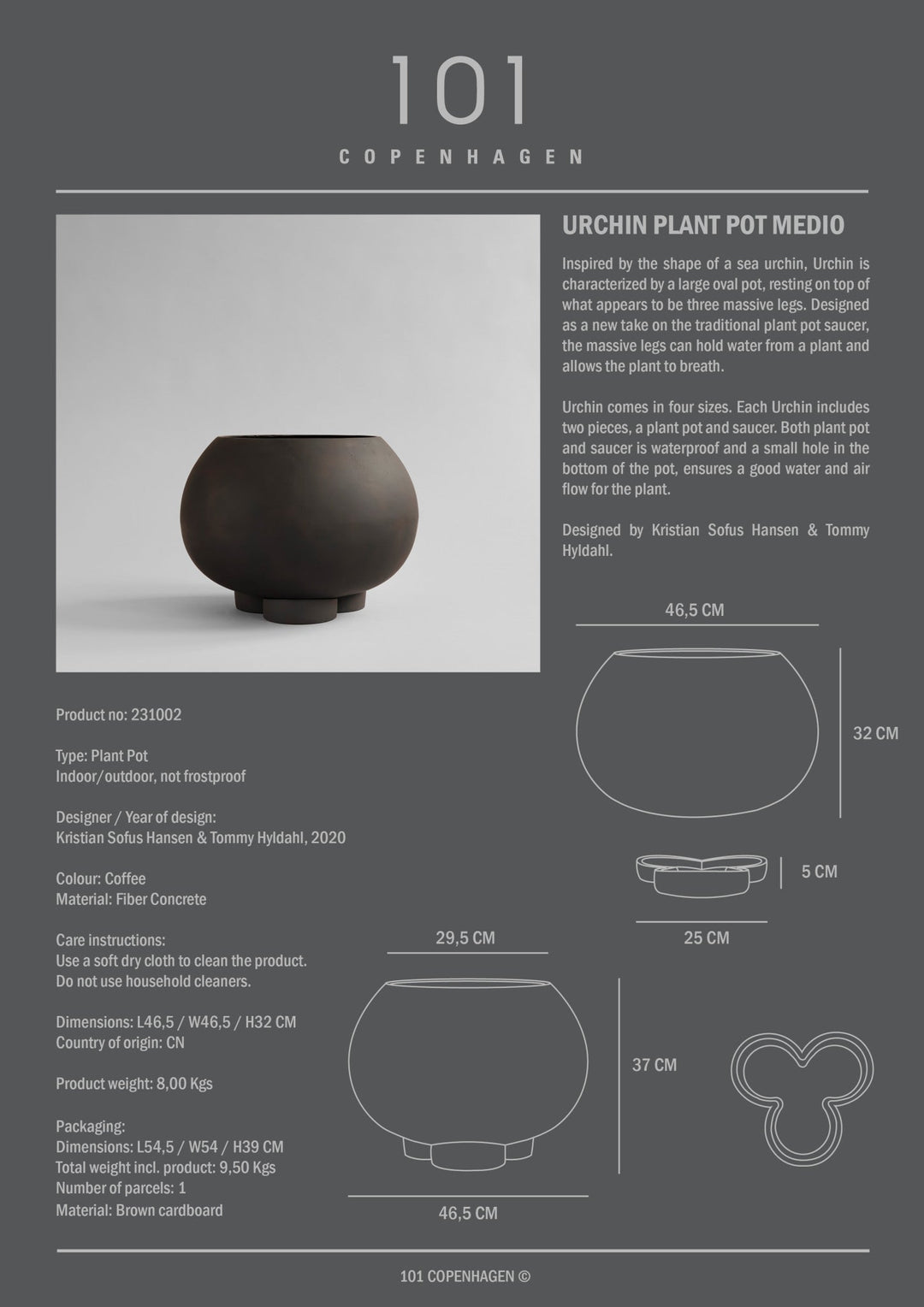 101 COPENHAGEN I URCHIN PLANT PIOT, COFFEE I $85.00 - $795.00