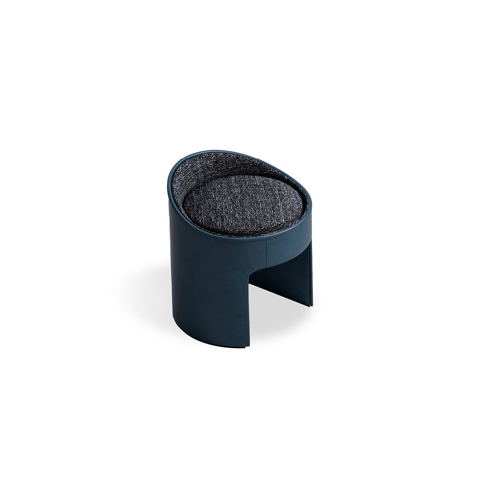 BLUE LEATHER ZOE POUF I $3,750.00