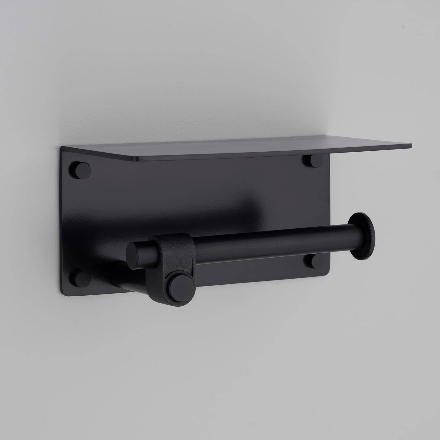 Toilet Roll Holder With Shelf Cast Welders Black