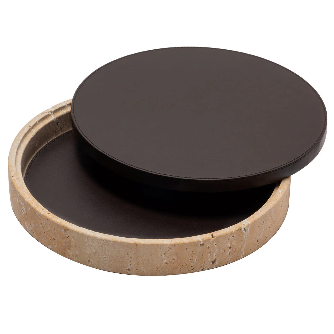 GIOBAGNARA | GIZA LEATHER & MARBLE ROUND BOX #1 | $855.00