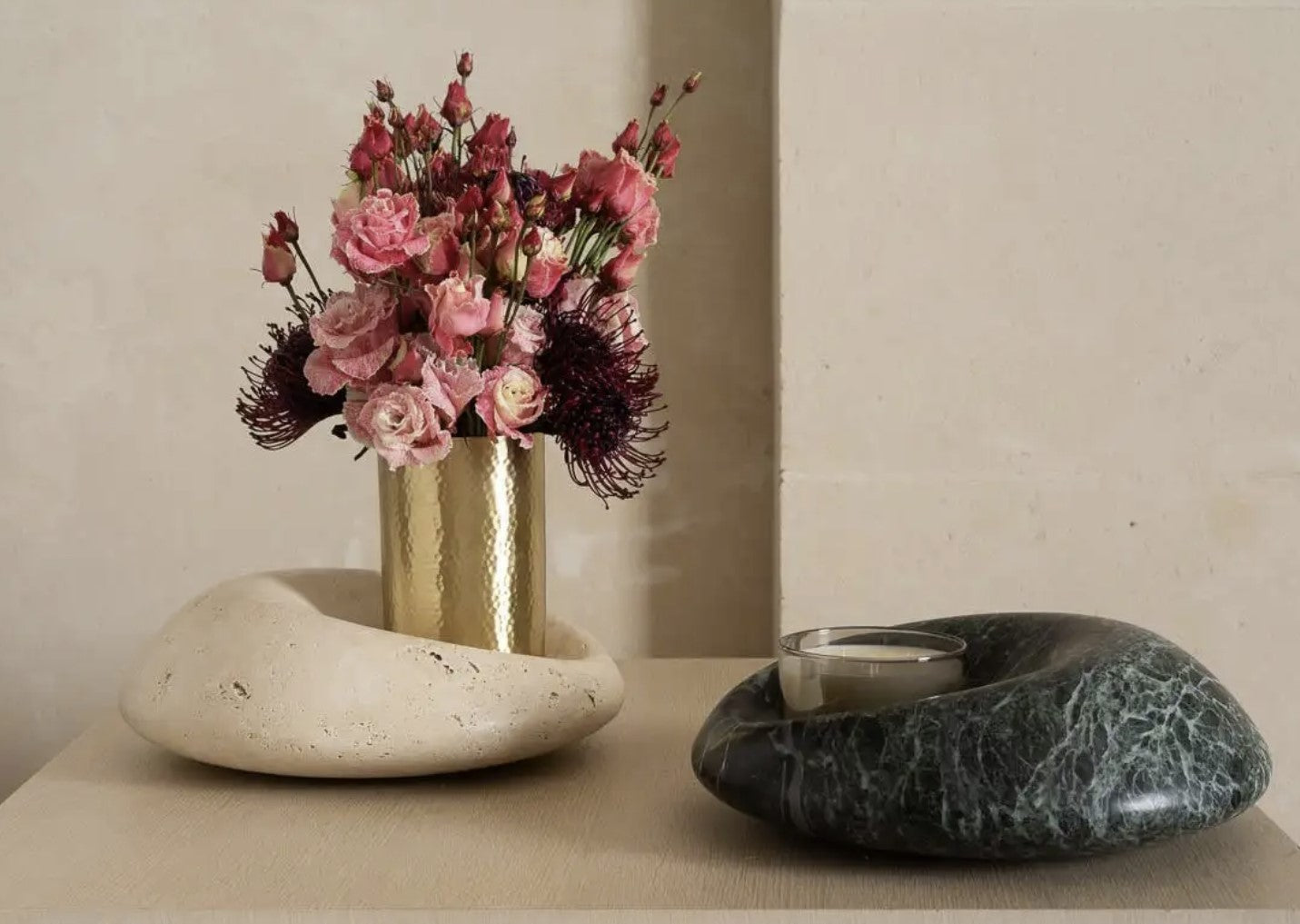 Cetus Travertin Candle Holder - $1,450.00