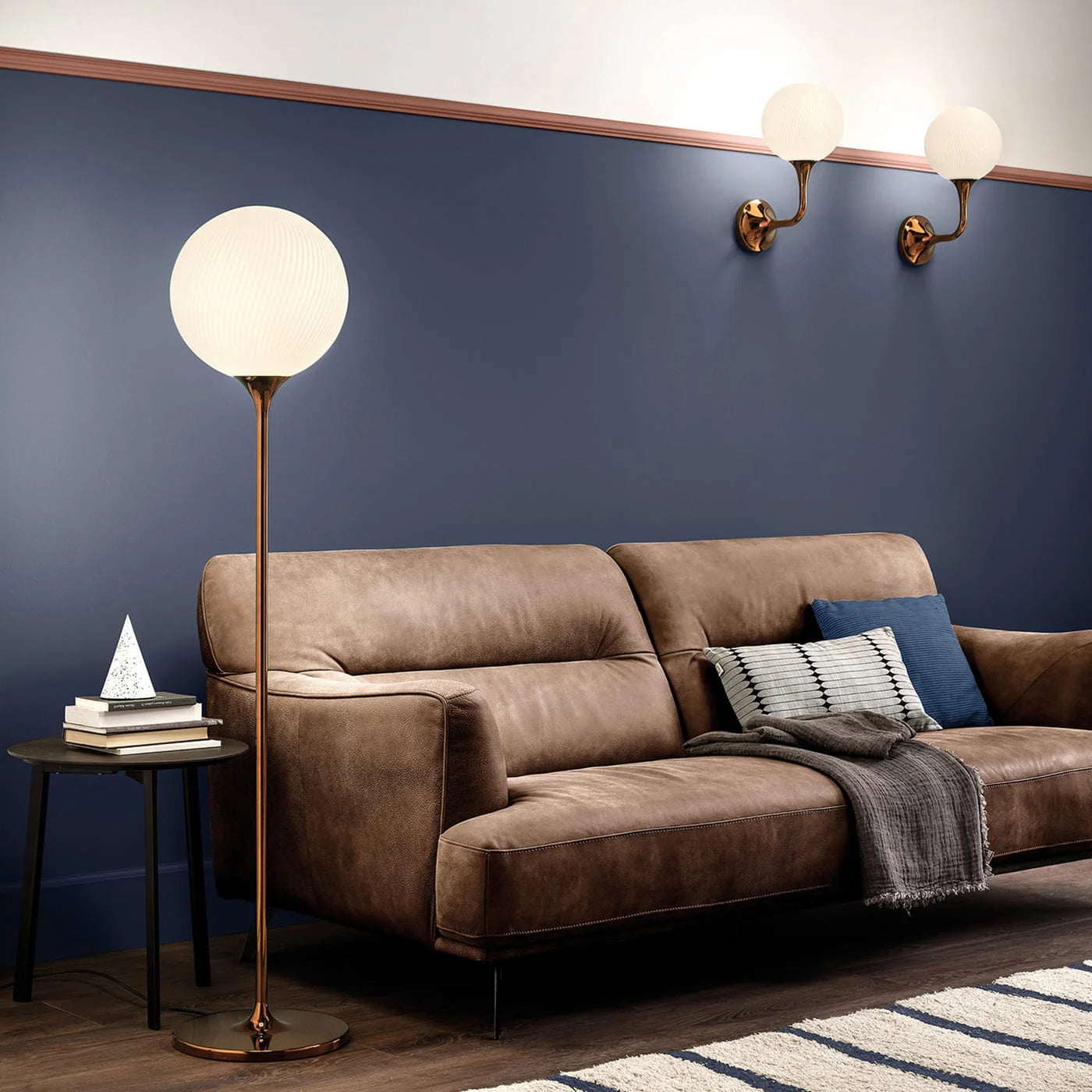 MASIERO | TEE GLOSSY GLAVANIC COPPER METAL AND GLASS FLOOR LAMP | $2,315.00