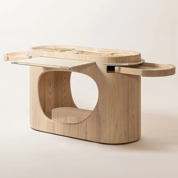 GIOBAGNARA | MARIS WOOD BASE WITH MARBLE TOP CONSOLE BY KELLY WEARSTLER | $32,990