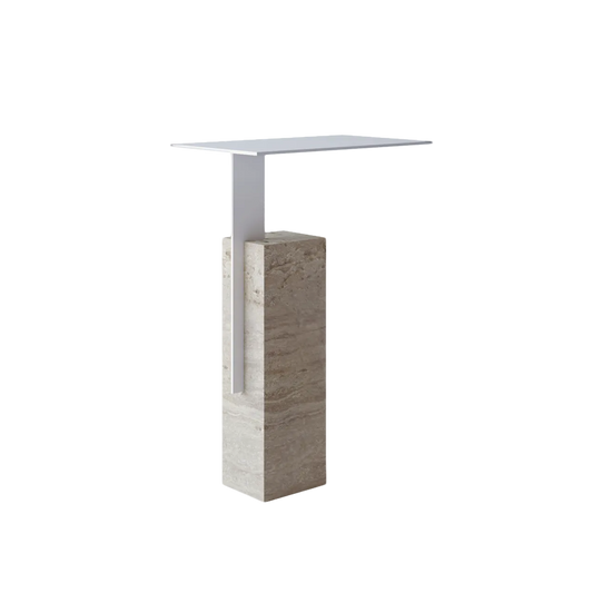 Travertine and Metal Side Table - $1,980.00