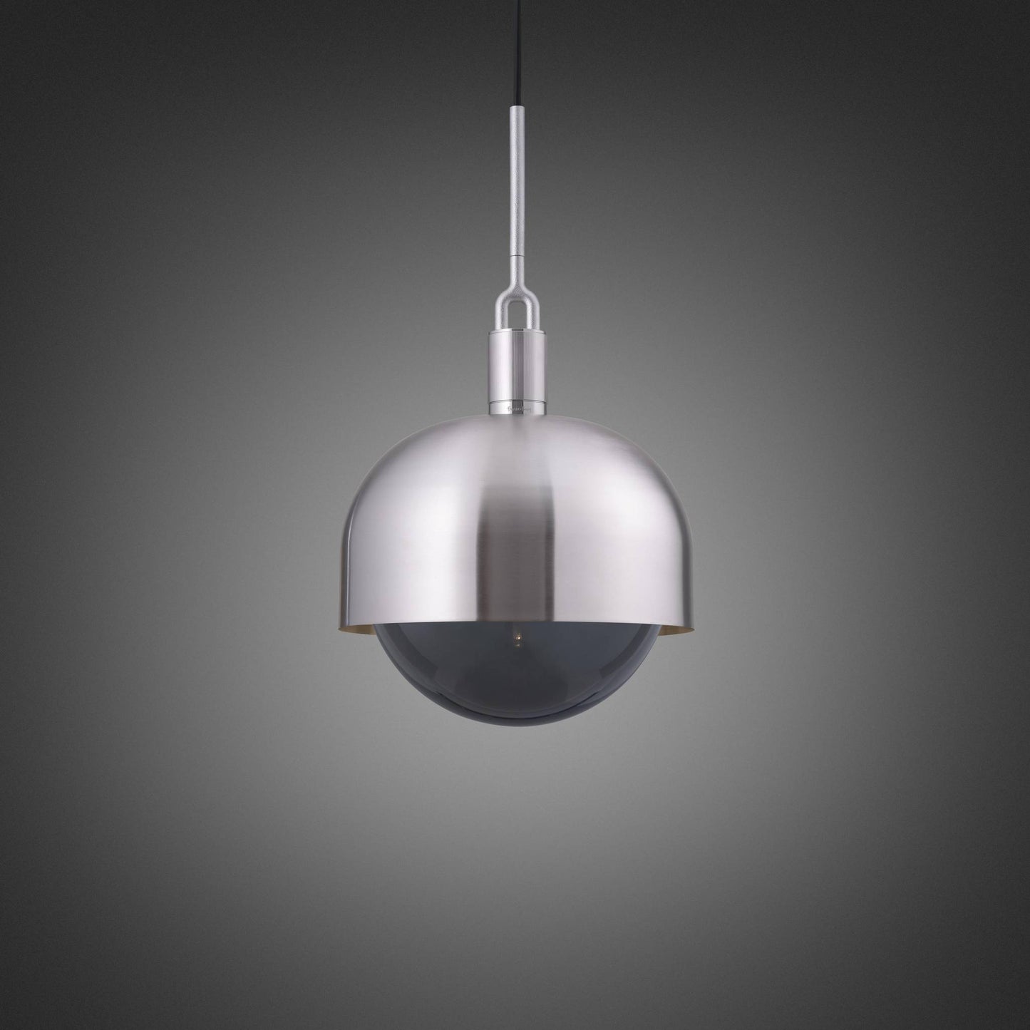 Forked Pendant Shade Globe Smoked Large Steel