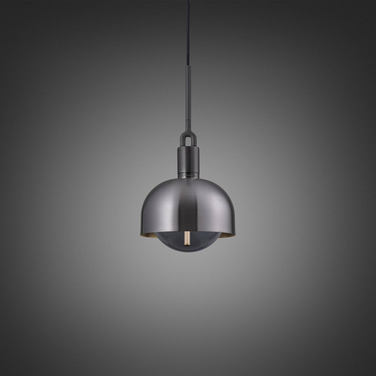 FORKED PENDANT SHADE GLOBE SMOKED MEDIUM - GUN METAL