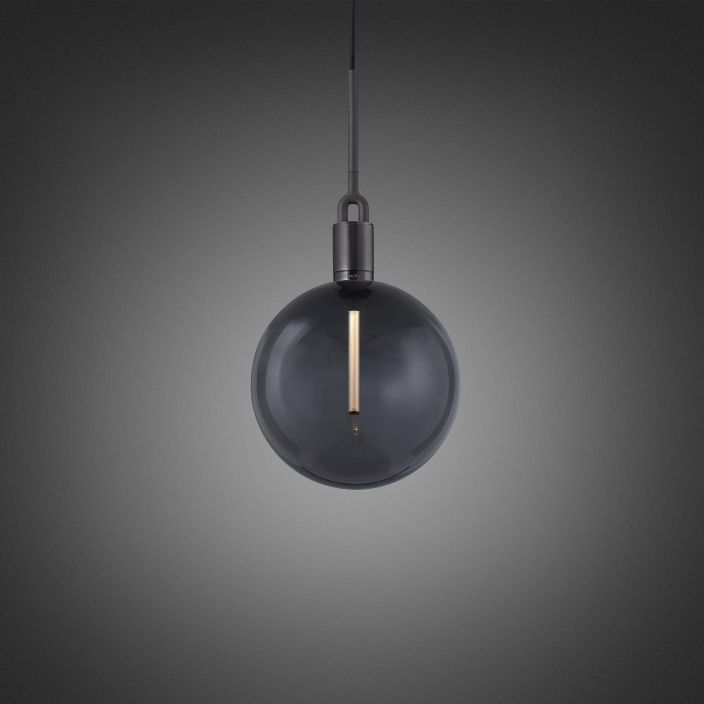 Forked Pendant Linear Globe Smoked Large Gun Metal