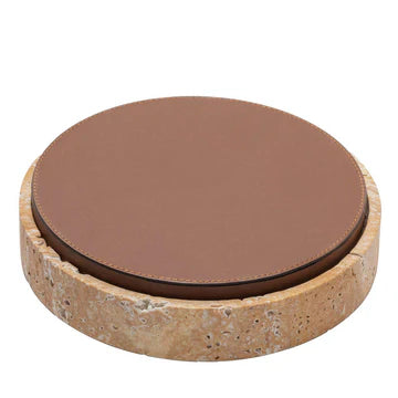GIOBAGNARA | GIZA LEATHER & MARBLE ROUND BOX #9 | $855.00