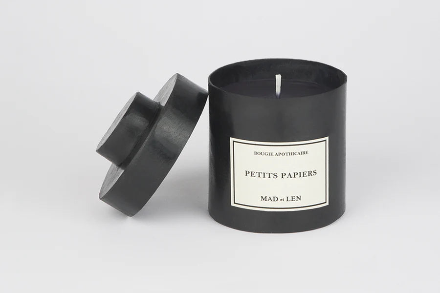 SCENTED CANDLE PETITS PAPIERS, BLACK WAX - $150.00