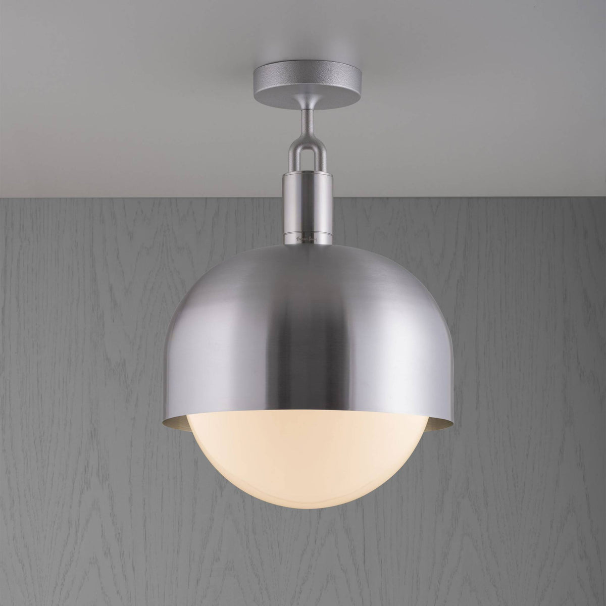FORKED CEILING SHADE GLOBE OPAL LARGE - STEEL