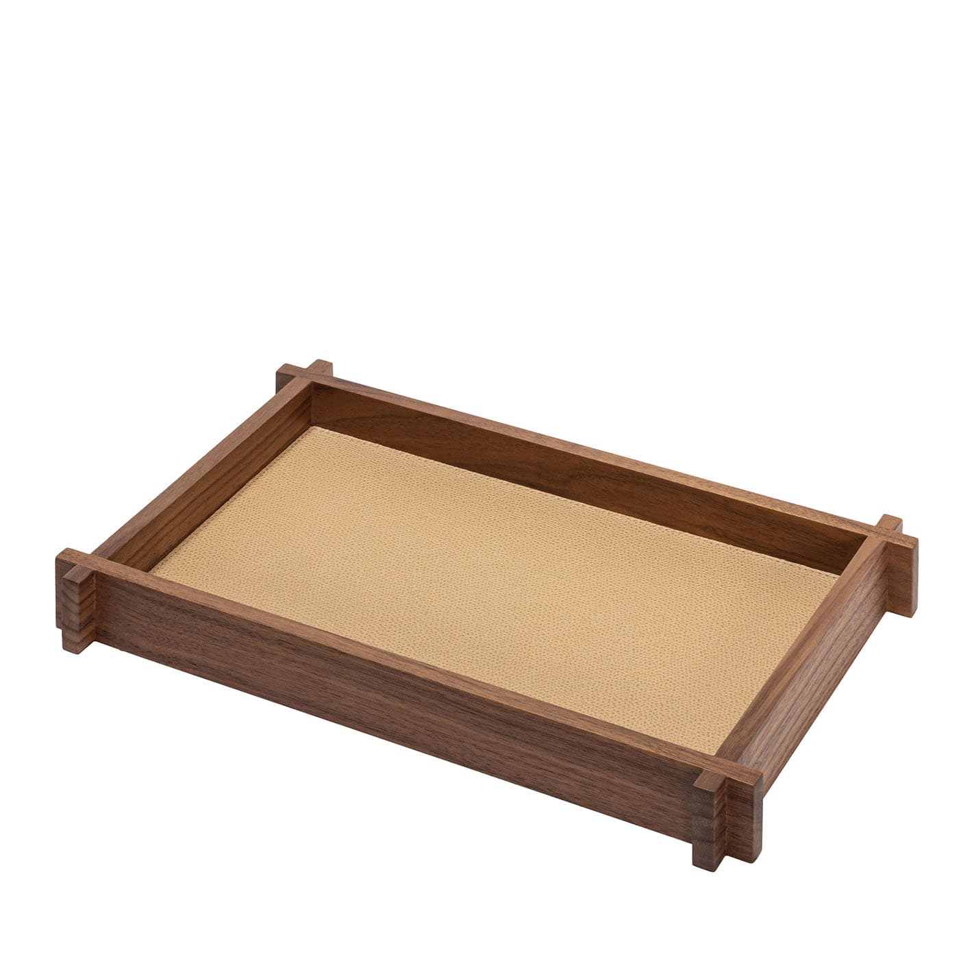 GIOBAGNARA | STRUCTURA LEATHER AND WOOD LONG RECTANGULAR TRAY MEDIUM #2| $535.00