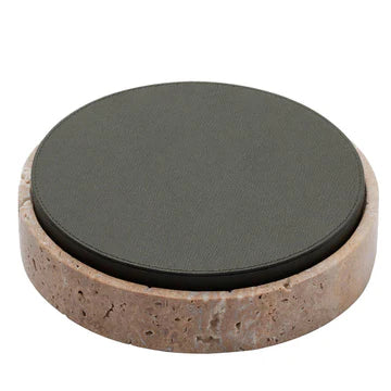 GIOBAGNARA | GIZA LEATHER & MARBLE ROUND BOX #12 | $855.00