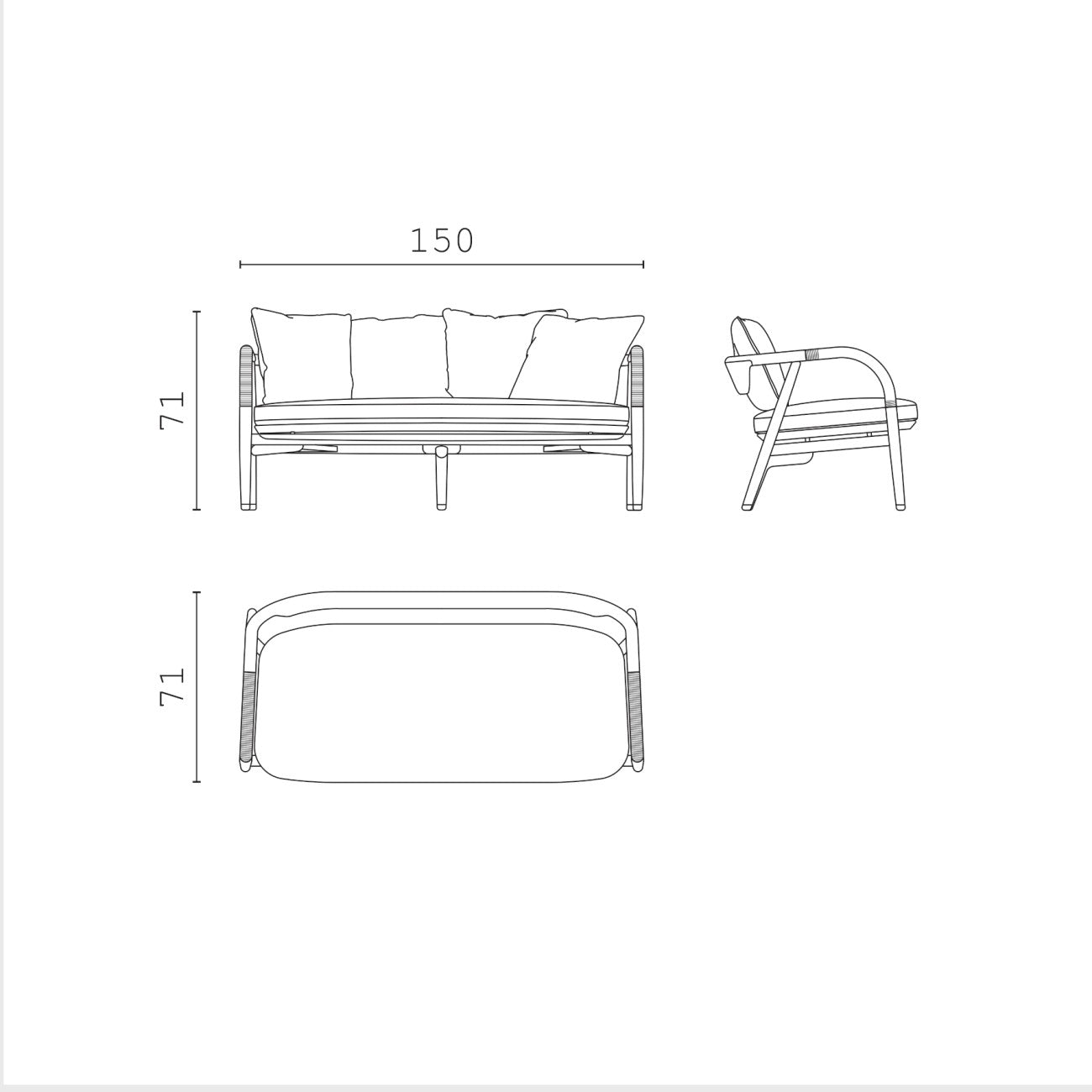 CPRN HOMOOD OUTDOOR | JISELLE LOVE SEAT SOFA I $12,569.00