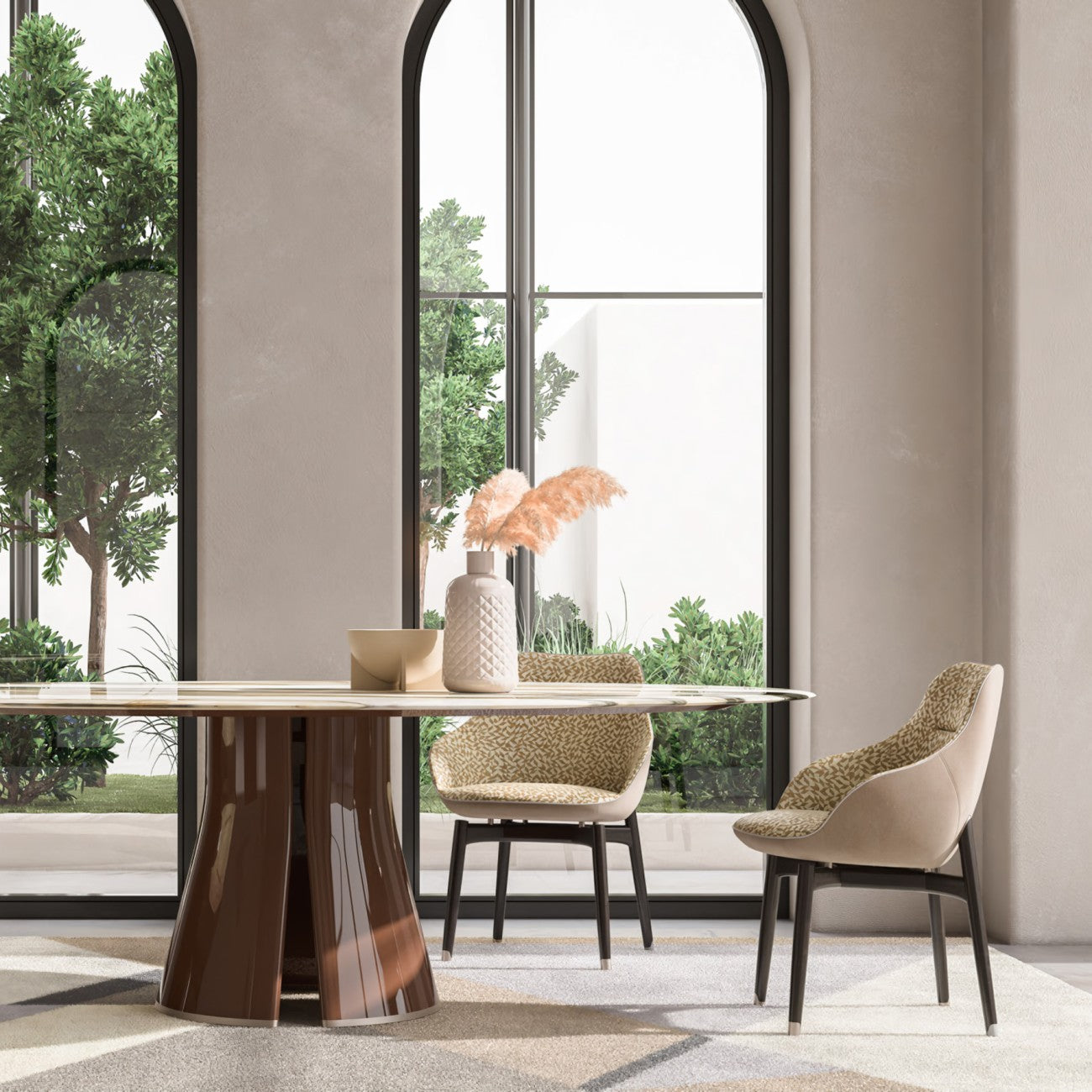 CPRN HOMOOD | ROYAL LEATHER AND FABRIC DINING CHAIR WITH ARMS I $3,575.00