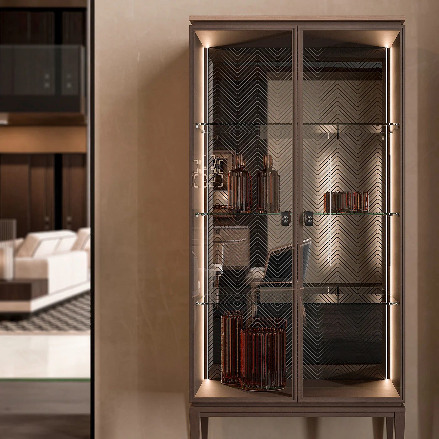 CPRN HOMOOD GLASS ENGRAVED DISPLAY CABINET - $12,650.00