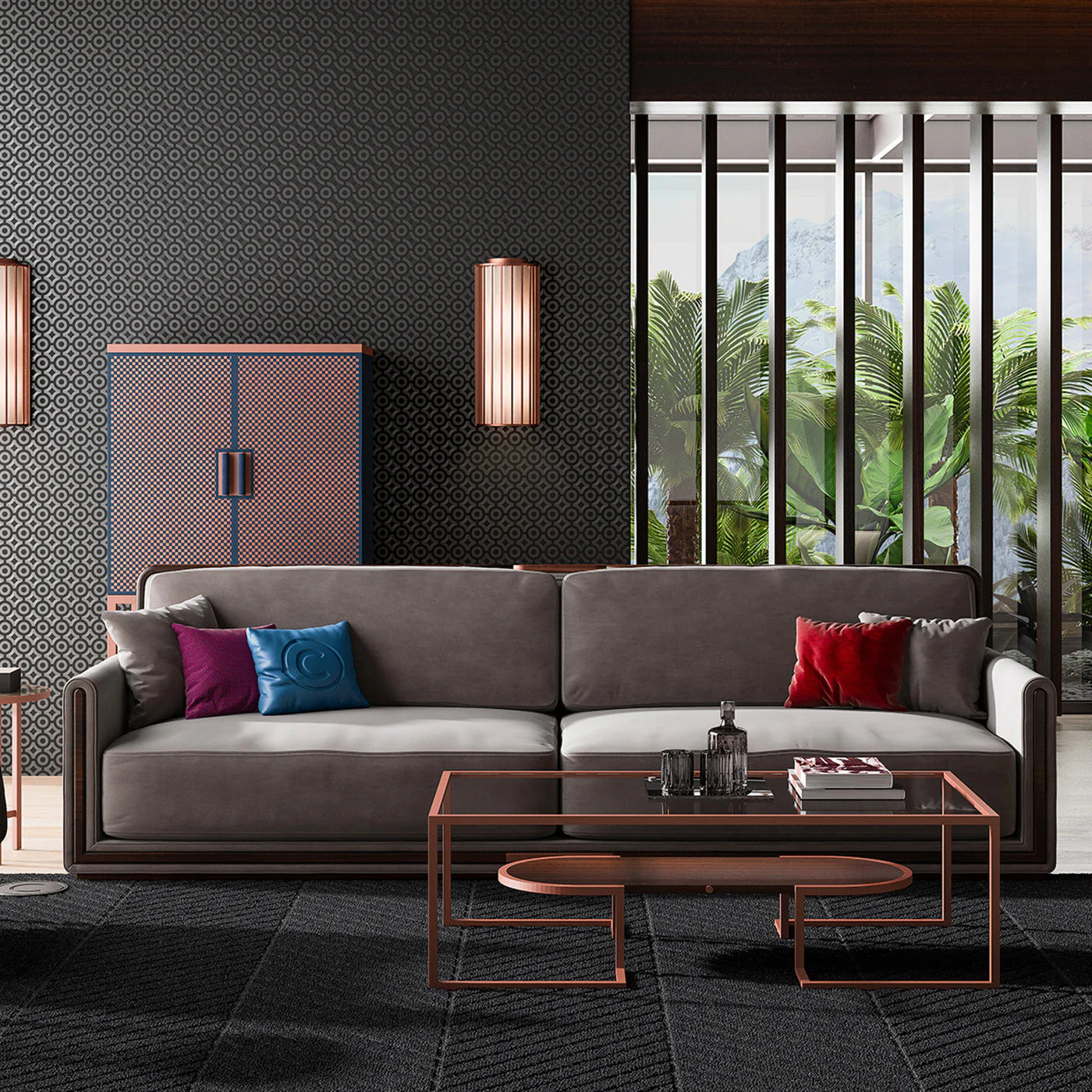 CPRN HOMOOD I GRAY LEATHER 3-SEATER SOFA I $21,840.00