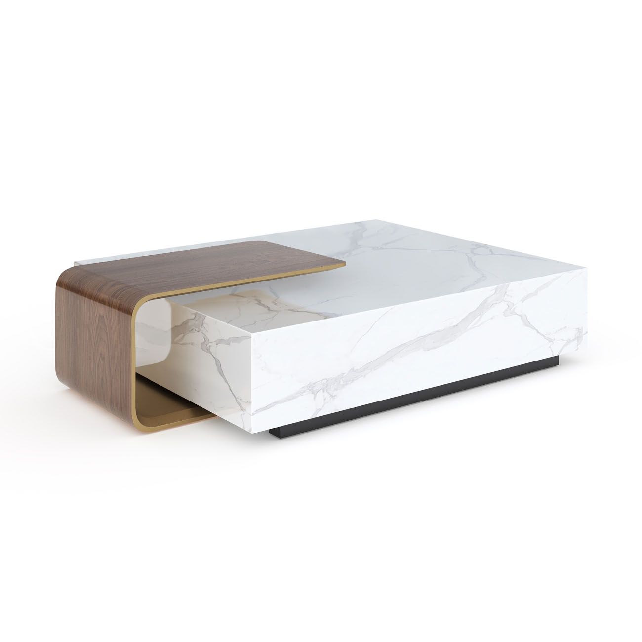 ASTON MARBLE HOME | V292 MARBLE COFFEE TABLE WITH WOOD COMP. - $11,998.00