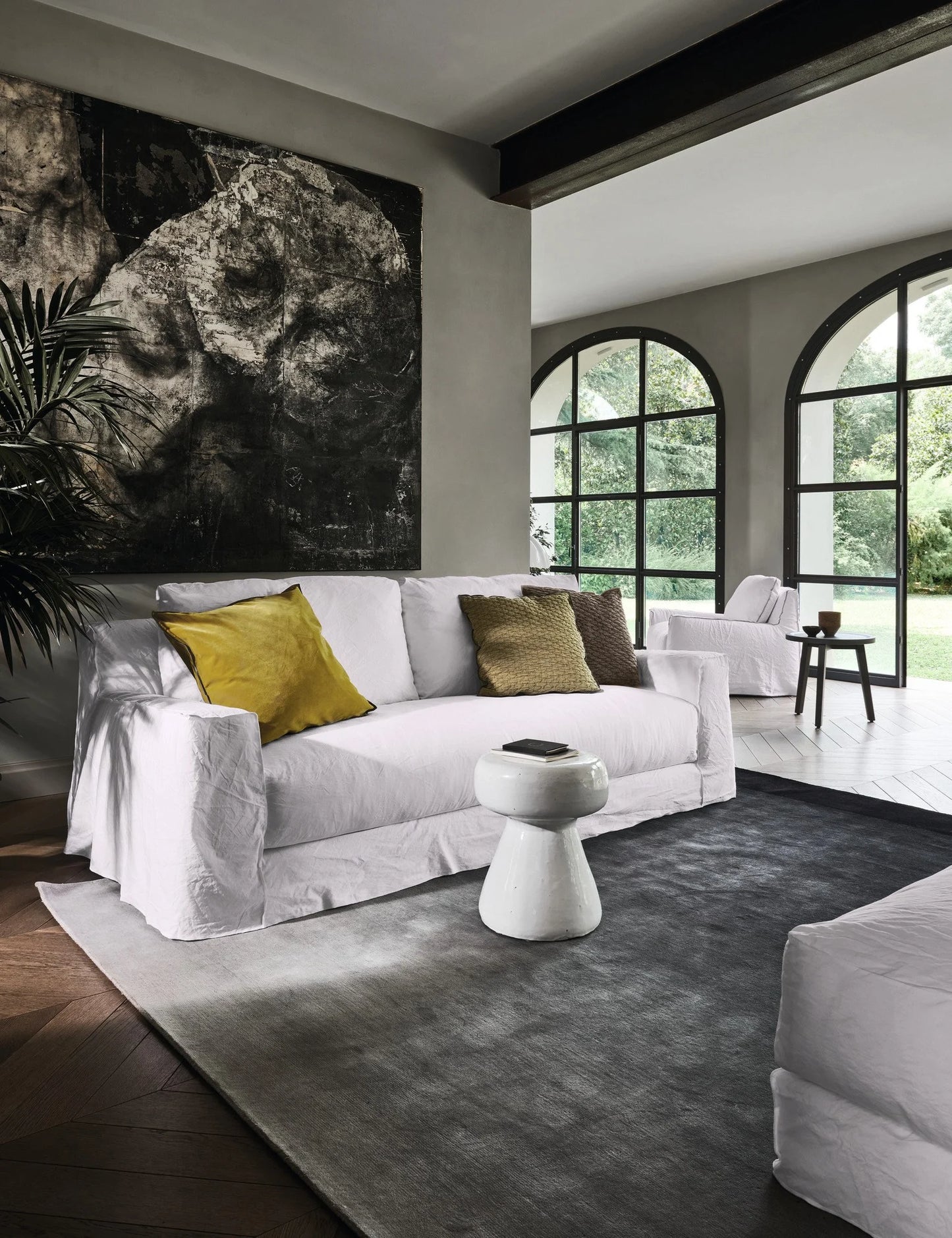 Gervasoni Loll 12 Sofa in White Linen Upholstery by Paola Navone - $7,750.00