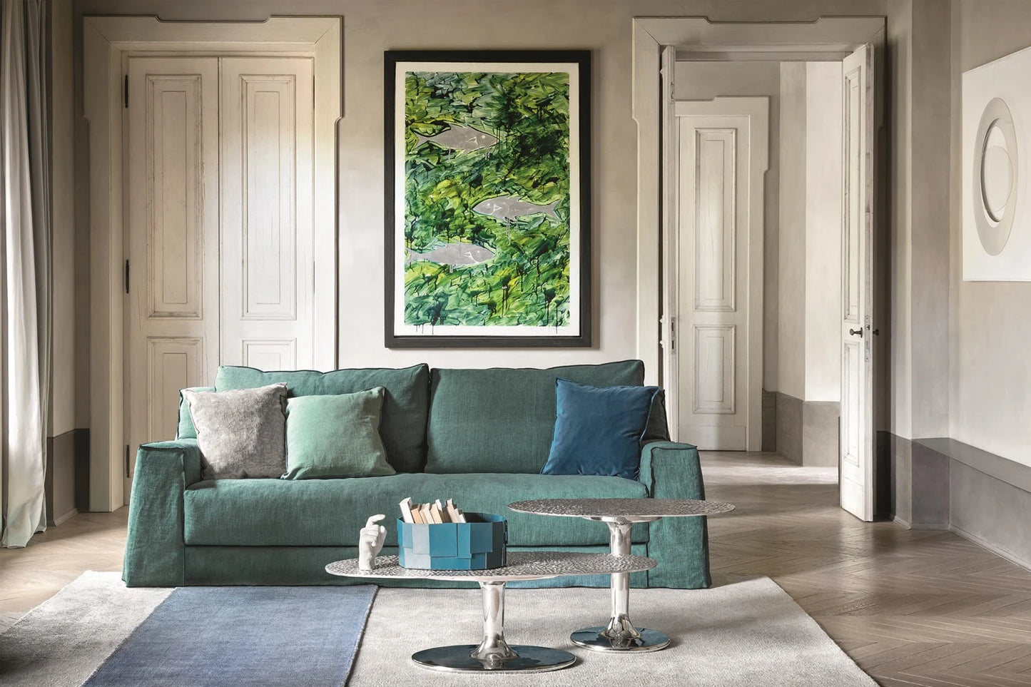 Gervasoni Loll 12 Sofa in White Linen Upholstery by Paola Navone - $7,750.00