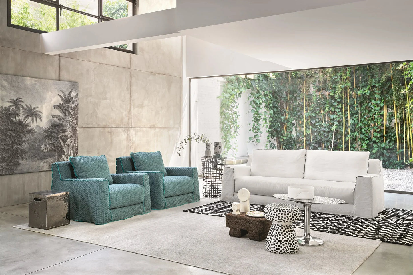 Gervasoni Loll 12 Sofa in White Linen Upholstery by Paola Navone - $7,750.00