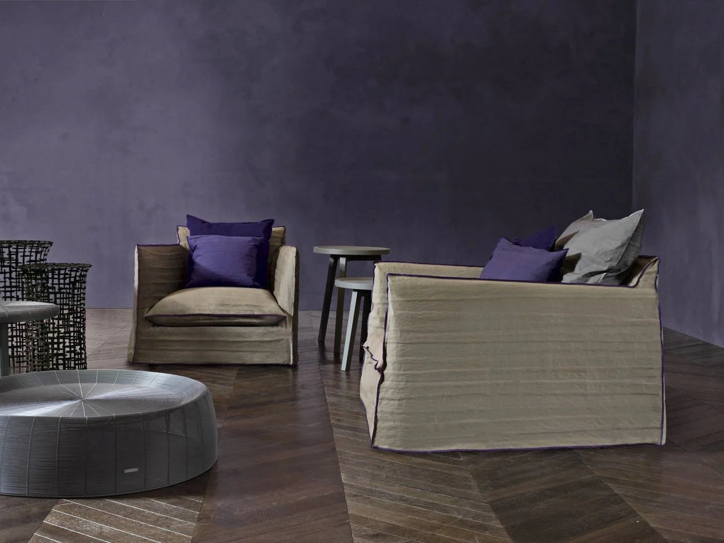 Gervasoni Ghost 01 Armchair in White Linen Upholstery by Paola Navone - $2,980.00