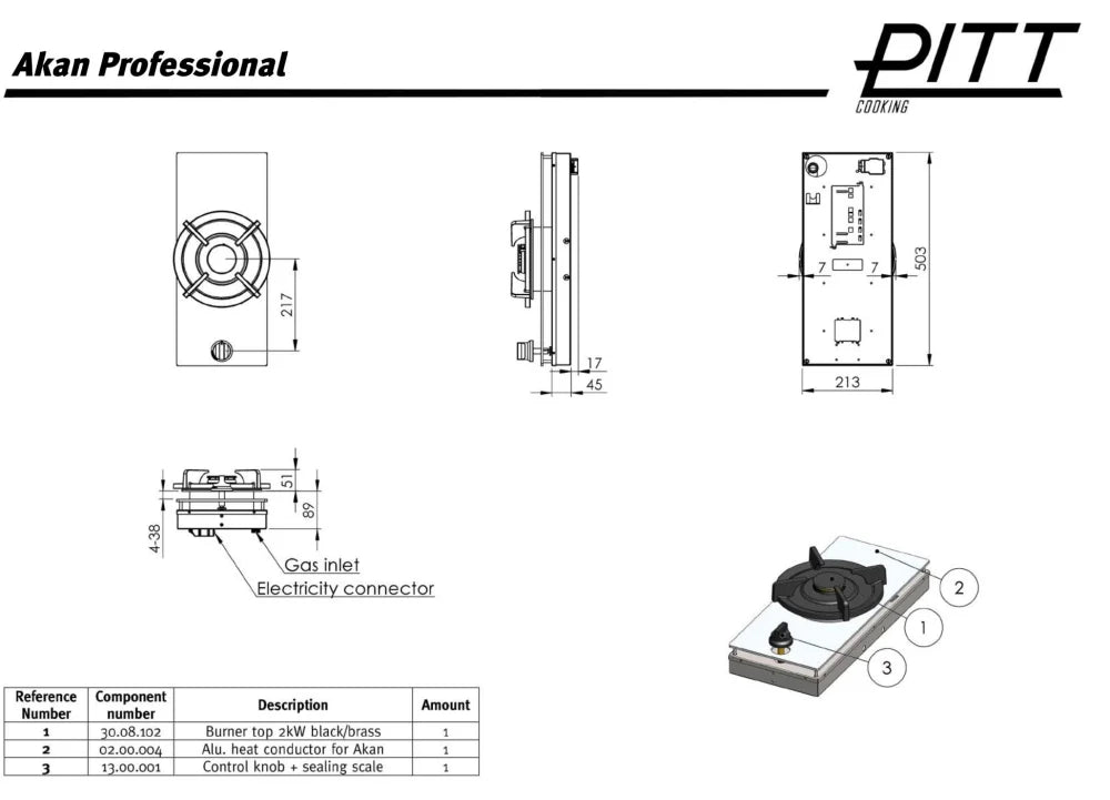 PITT COOKING | AKAN TOP MOUNTED 12 Inch MODULAR GAS COOKTOP WITH SINGLE BURNER | from $1,849.00