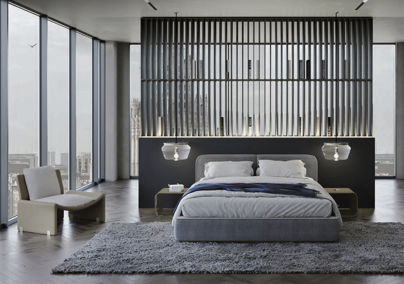 ASTON MARTIN HOME | V298 UPHOLSTERED DOUBLE BED WITH NIGHTSTANDS | $44,660.00