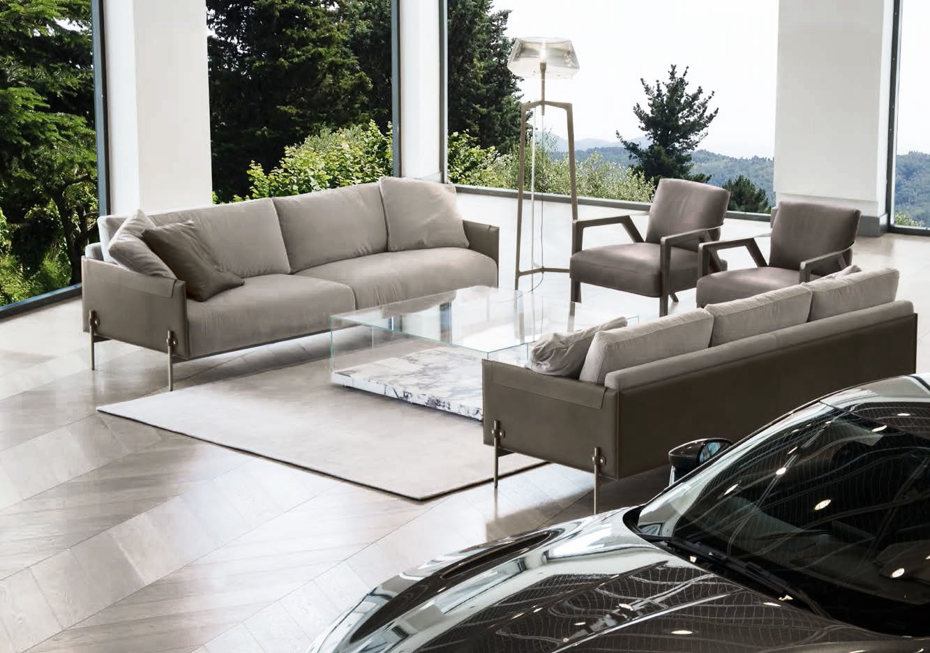 ASTON MARTIN HOME | V227 GLASS AND MARBLE COFFEE TABLE | $25,250.00