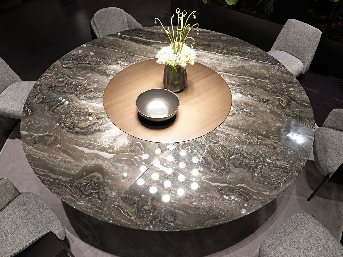 ALA | Dining table with lazy Susan by MisuraEmme | $30,294.00