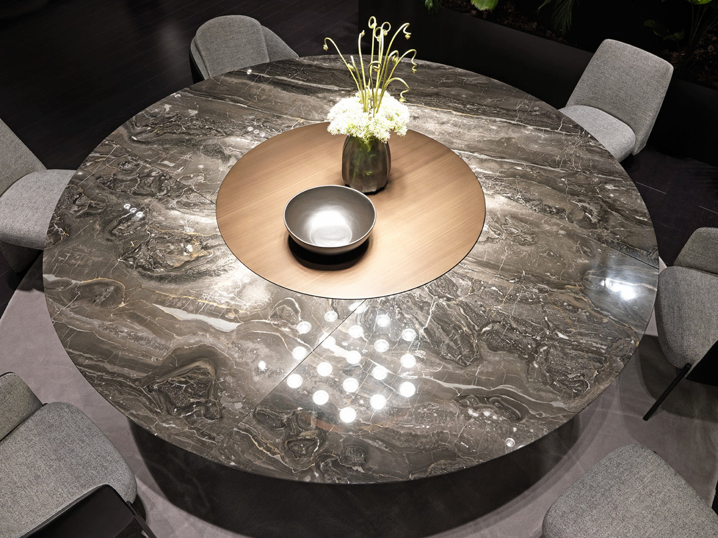 ALA | Dining table with lazy Susan by MisuraEmme