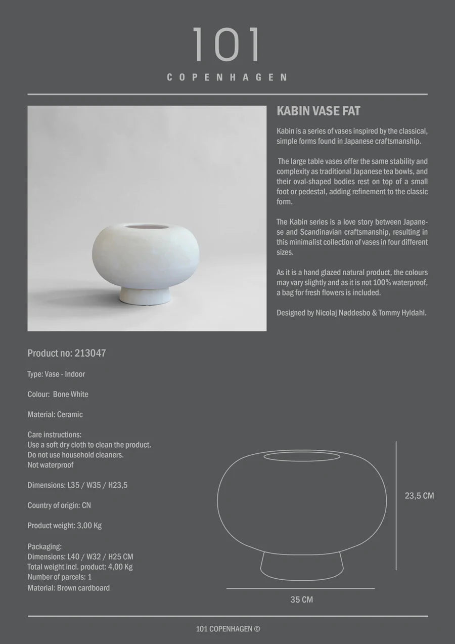 101 COPENHAGEN I KABIN VASE, FAT I $215