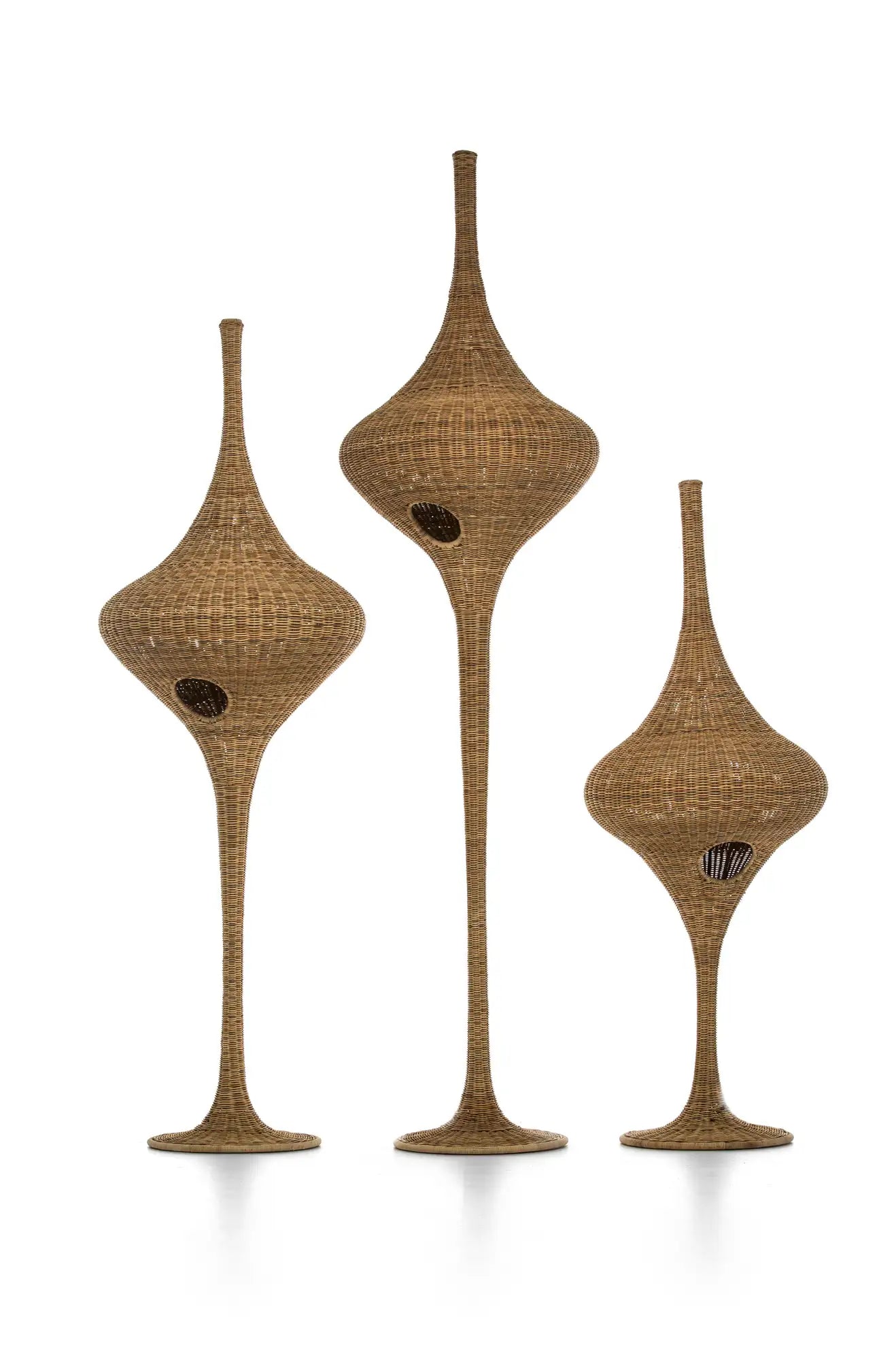 Gervasoni Spin S Floor Lamp in Natural Melange Rattan by Michael Sodeau $1,600.00