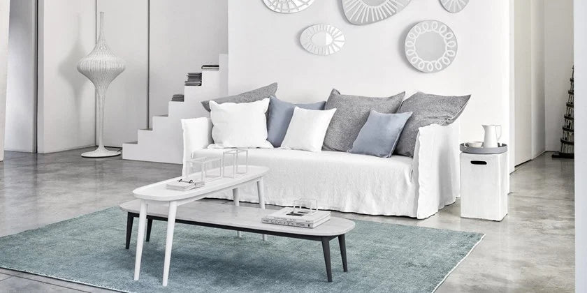 Gervasoni Ghost 112 Sofa in White Linen Upholstery by Paola Navone $7,000.00