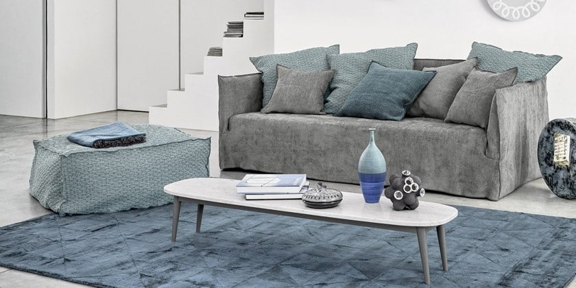 Gervasoni Ghost 112 Sofa in White Linen Upholstery by Paola Navone $7,000.00