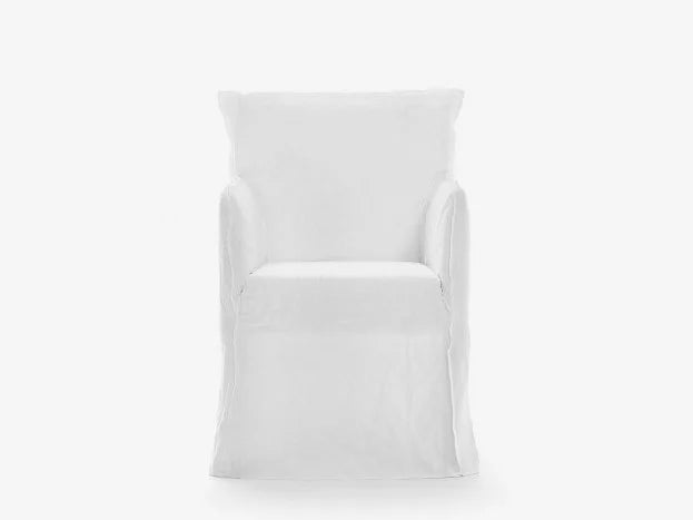 Gervasoni Ghost 25 Armchair in White Linen Upholstery $1200.00