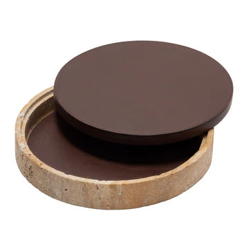 GIOBAGNARA | GIZA LEATHER & MARBLE ROUND BOX #5 | $855.00
