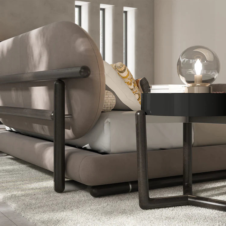 KOKO BEIGE LEATHER AND WOOD BED I $26,950.00