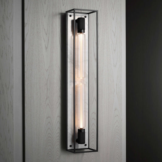 BUSTER AND PUNCH | X-LARGE CAGED WALL LIGHT - WHITE MARBLE - $1,454.00