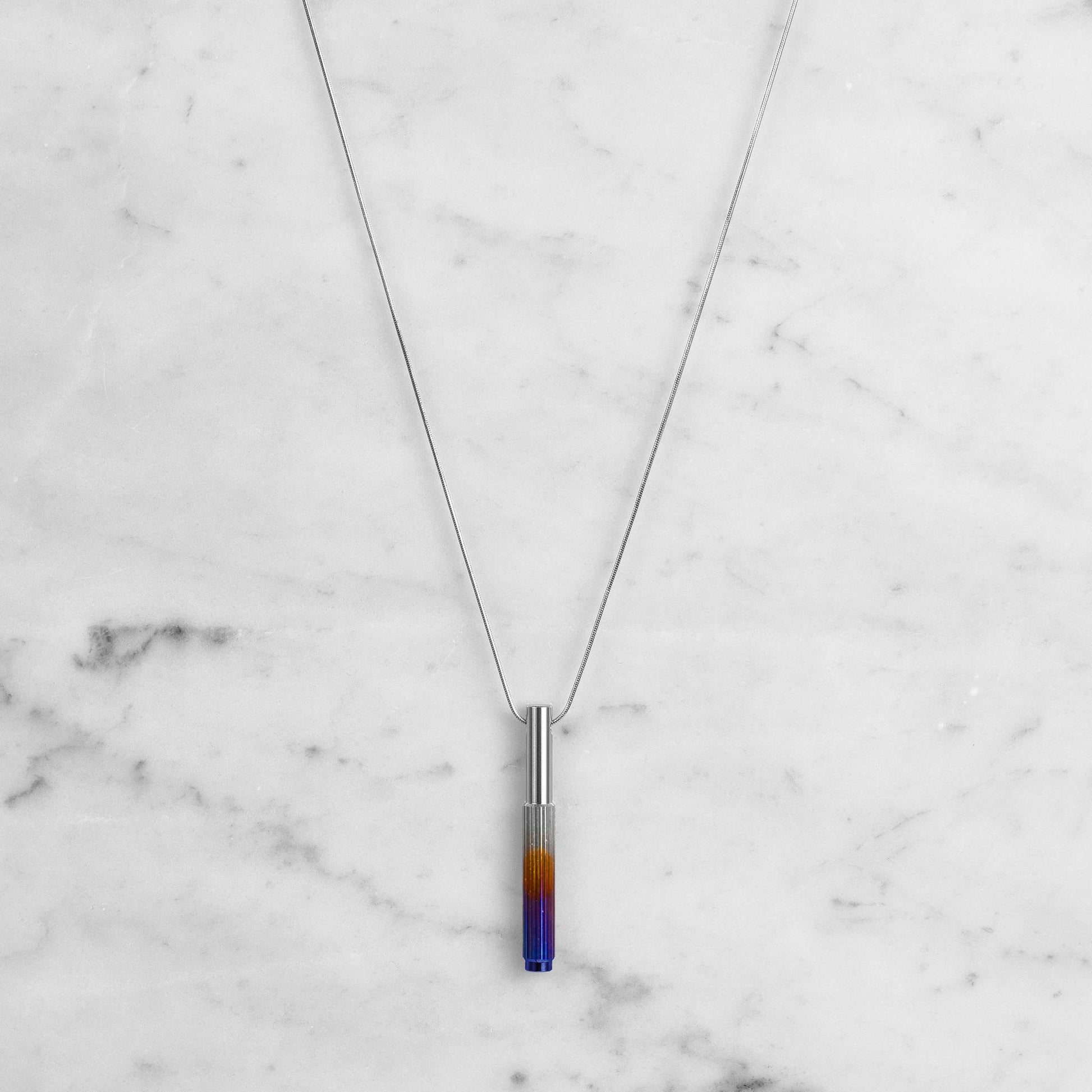 Necklace Vertical Linear Burnt Steel