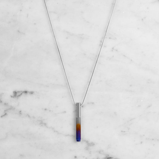 Necklace Vertical Linear Burnt Steel